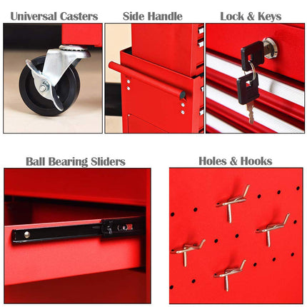 2PCS Rolling Tool Chest, 6-Drawer Toolbox Set of 2 - GoplusUS