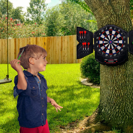 Professional Electronic Dart Board Cabinet Set Dartboard Game Room LED Display