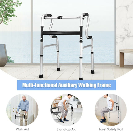 Folding Walker, 400LBS FDA Certification Toilet Armrest - GoplusUS