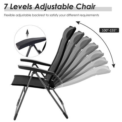 Folding Patio Sling Chairs, Portable Dining Chair with Headrest - GoplusUS