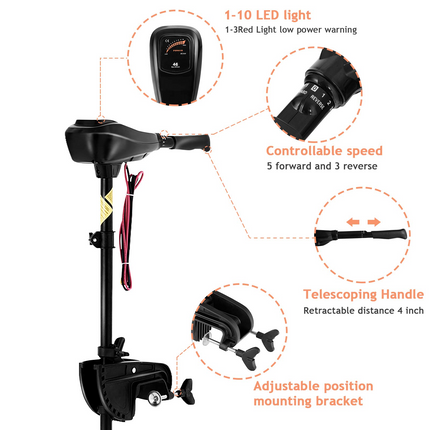 Goplus Electric Trolling Motor 8 Speed, Boat Fishing Motor w/Telescoping Handle - GoplusUS