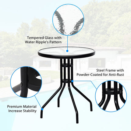 3 Piece Bistro Set All Weather Patio Furniture Indoor & Outdoor Garden Round Table and Folding Chairs - GoplusUS