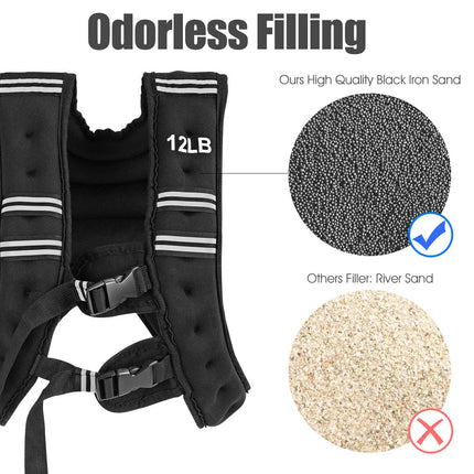 Adjustable Weighted Vest, 12lb/20lbWeight Vest Workout Equipment - GoplusUS