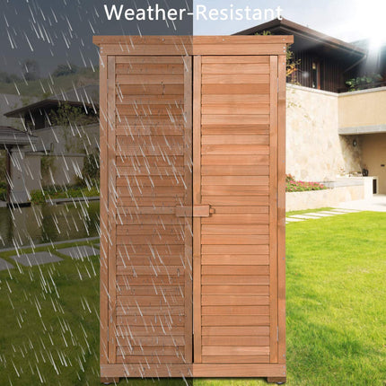 Outdoor Storage Shed Wooden Shutter Design Fir Wood Lockers for Garden Yard - GoplusUS