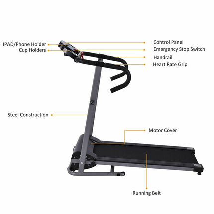 Electric Folding Treadmill with LCD Display and Heart Rate Sensor - GoplusUS