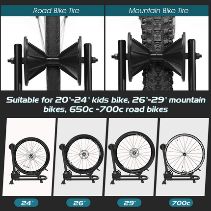 Goplus Foldable Bicycle Floor Stand, Steel Bike Parking Rack Fits 20"-29" Bikes - GoplusUS