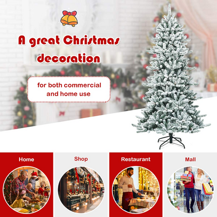 Goplus 7ft Snow Flocked Artificial Christmas Tree - GoplusUS