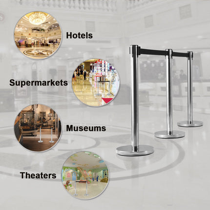 6Pcs Stanchion Post Crowd Control Barrier Stainless Steel Stanchions - GoplusUS