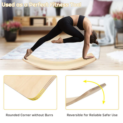 Wooden Balance Board Curvy Wobble Board