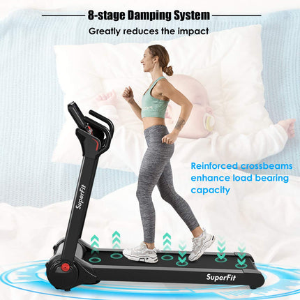 2.25HP Electric Folding Treadmill, Installation-Free Design with 8-Stage Damping System - GoplusUS