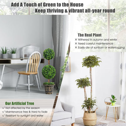 3 Ft /4 Ft Artificial Boxwood Topiary Tree, Fake Greenery Plants Ball Tree - GoplusUS