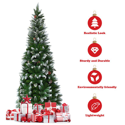 5ft, 6FT 7.5FT Artificial Pencil Christmas Tree - GoplusUS