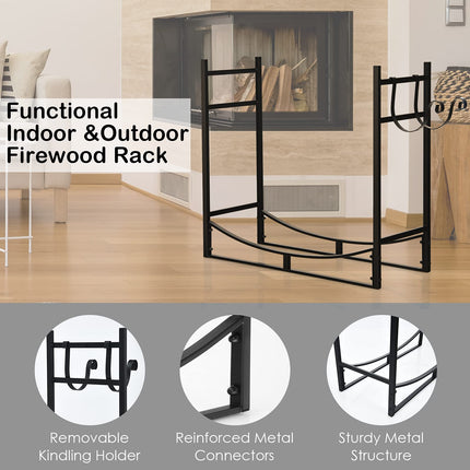 Firewood Rack, 33' Heavy Duty Metal Wood Log Holder - GoplusUS