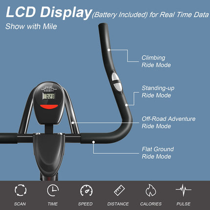 Goplus Magnetic Stationary Bike, Indoor Exercise Cycling Bike Smooth Belt Drive - GoplusUS