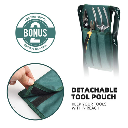 Foldable Garden Kneeler and Seat, Portable Garden Stool w/ 2 Bonus Tool Pouches and EVA Foam Pad - GoplusUS