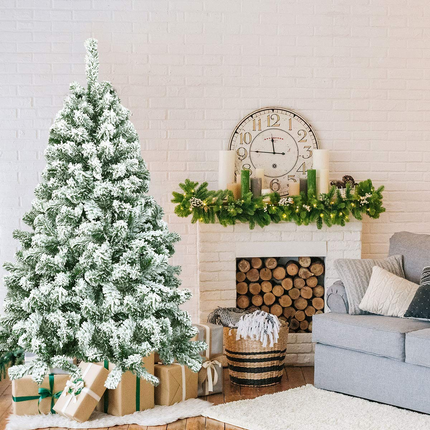 Goplus 4.5FT Snow Flocked Christmas Tree, Artificial Hinged Pine Tree with Premium PVC Needles & Solid Foldable Metal Stand - GoplusUS