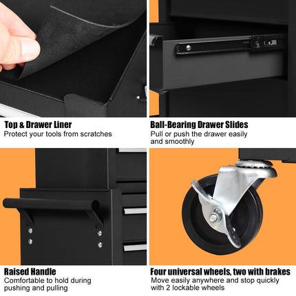 6-Drawer Rolling Tool Chest Removable Tool Storage Cabinet with Sliding Drawers - GoplusUS