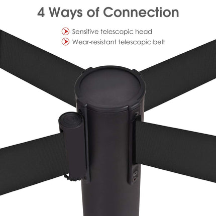 6Pcs Stanchions, Crowd Control Barriers with 6.5' Retractable Belt - GoplusUS