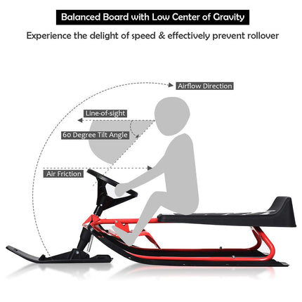 Ski Sled Slider Board with Steering Wheel - Goplus