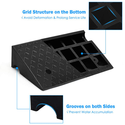 Goplus 2PCS Rubber Car Curb Ramps, 5" Rise Portable Lightweight Threshold Ramp Set - GoplusUS