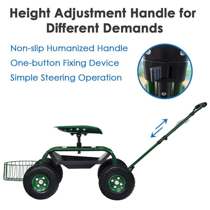 Garden Cart Gardening Workseat w/Wheels, Patio Wagon Scooter for Planting - GoplusUS