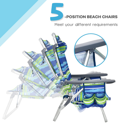 Goplus Backpack Beach Chairs, 2 Pcs Portable Camping Chairs with Cool Bag and Cup Holder (Without Side Table) - GoplusUS