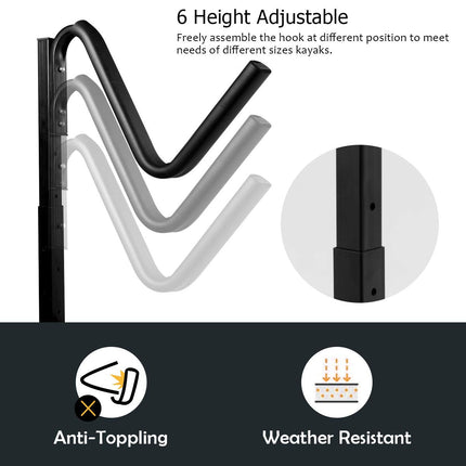 Goplus Freestanding Kayak Rack, Deluxe Heavy Duty Dual Kayak Storage Rack, Max Load 175 Lbs - GoplusUS