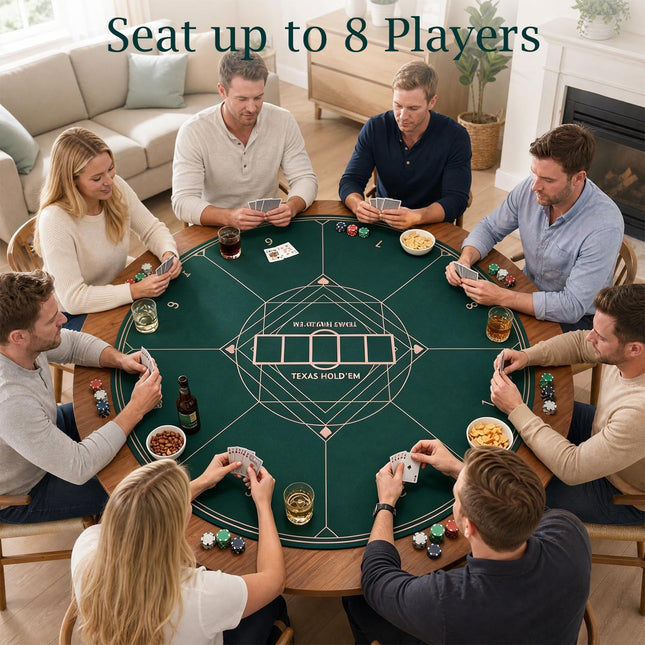Goplus Round 40"/47"/55" Poker Mat | 8-Player Poker Table Top with Carrying Bag