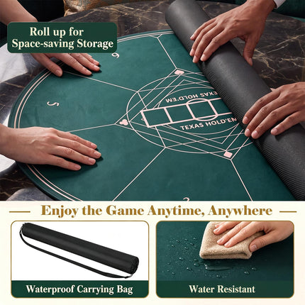 Goplus Round 40"/47"/55" Poker Mat | 8-Player Poker Table Top with Carrying Bag