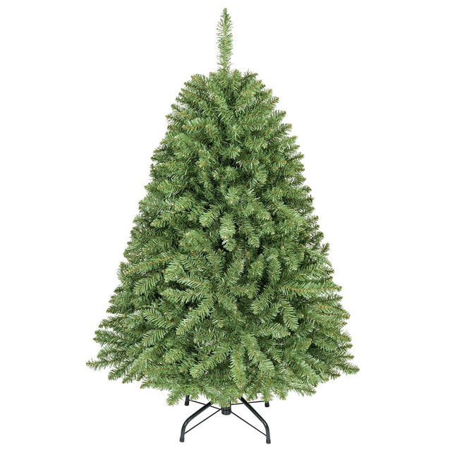 Goplus Artificial Christmas Tree | Unlit Hinged Full Xmas Tree with Folding Metal Stand