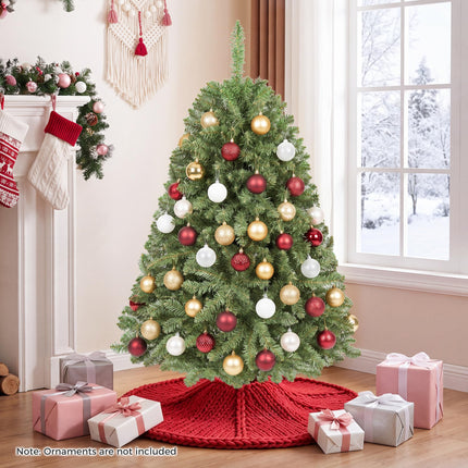 Goplus Artificial Christmas Tree | Unlit Hinged Full Xmas Tree with Folding Metal Stand