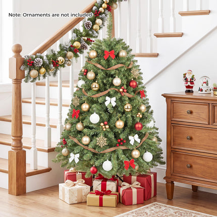 Goplus Artificial Christmas Tree | Unlit Hinged Full Xmas Tree with Folding Metal Stand