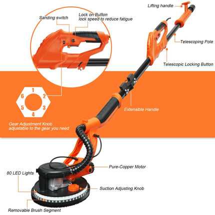 750W Drywall Sander 12 Sanding Disks & Carrying Bag (Foldable) - GoplusUS