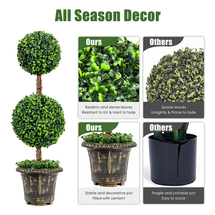 3 Ft /4 Ft Artificial Boxwood Topiary Tree, Fake Greenery Plants Ball Tree - GoplusUS