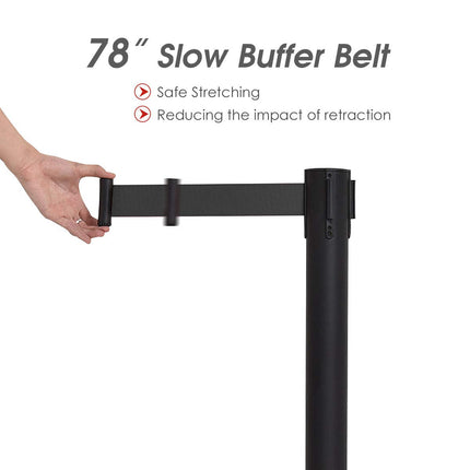 6Pcs Stanchions, Crowd Control Barriers with 6.5' Retractable Belt - GoplusUS