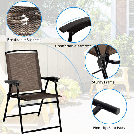 3 Piece Bistro Set All Weather Patio Furniture Indoor & Outdoor Garden Round Table and Folding Chairs - GoplusUS