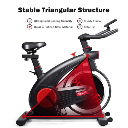 Indoor Cycling Bike, Silent Belt Drive Exercise Bike with Phone Holder - GoplusUS