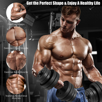 Adjustable Dumbbell Barbell Weight Pair 66 lbs - GoplusUS