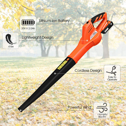 Goplus Cordless Leaf Blower, Rechargeable Leaf Sweeper w/Lithium Battery and Charger - GoplusUS