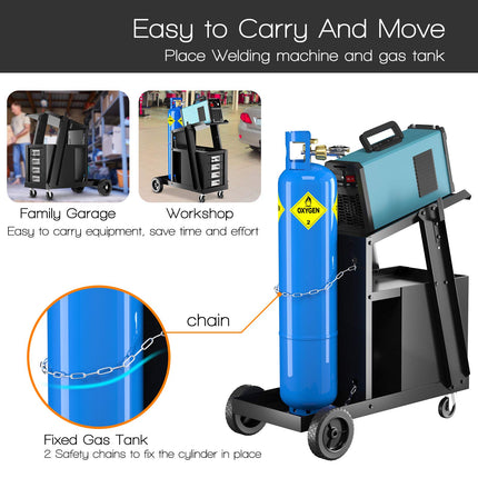 Welder Cart, MIG TIG ARC Welding Plasma Cutter Tank Storage