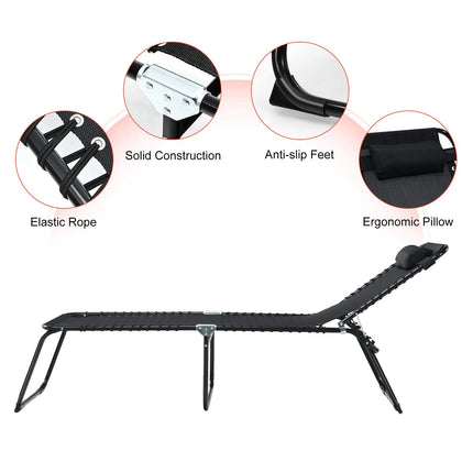 Folding Beach Lounge Chair Black/Gray) - GoplusUS