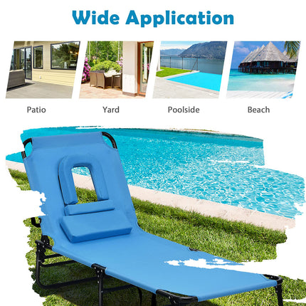 Folding Lounge Chair for Beach Poolside Balcony Patio - GoplusUS