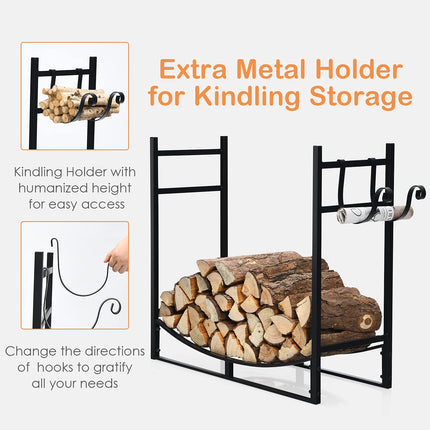 Firewood Rack, 33' Heavy Duty Metal Wood Log Holder - GoplusUS