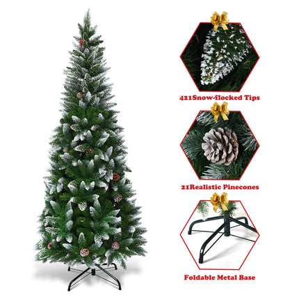 5ft, 6FT 7.5FT Artificial Pencil Christmas Tree - GoplusUS