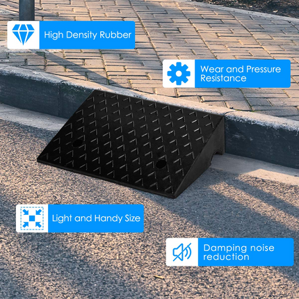Goplus 2PCS Rubber Car Curb Ramps, 5" Rise Portable Lightweight Threshold Ramp Set - GoplusUS