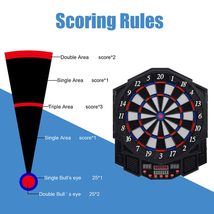 Professional Electronic Dart Board Cabinet Set Dartboard Game Room LED Display