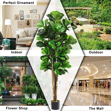 Goplus Fake Fiddle Leaf Fig Tree Artificial Greenery Plants - GoplusUS