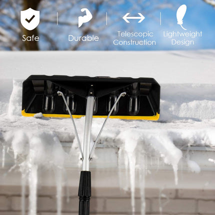 Goplus Roof Snow Rake, Large Blade 21ft Extension Light Weight Aluminum Rake - GoplusUS