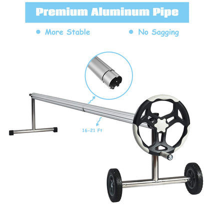 18FT Pool Cover Reel Set, Aluminum Pool Solar Cover Reel - GoplusUS