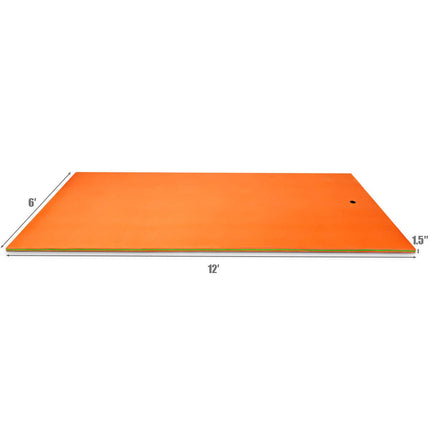 12' x 6' Floating Water Pad, 3-Layer Tear-Resistant XPE Foam Mat - GoplusUS